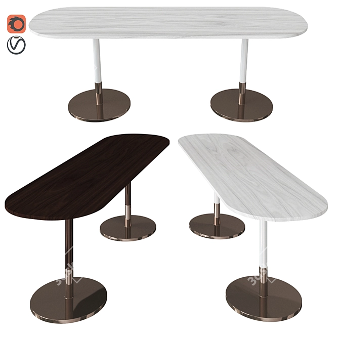 Elegant Oval Wood Stiletto Console 3D model image 1