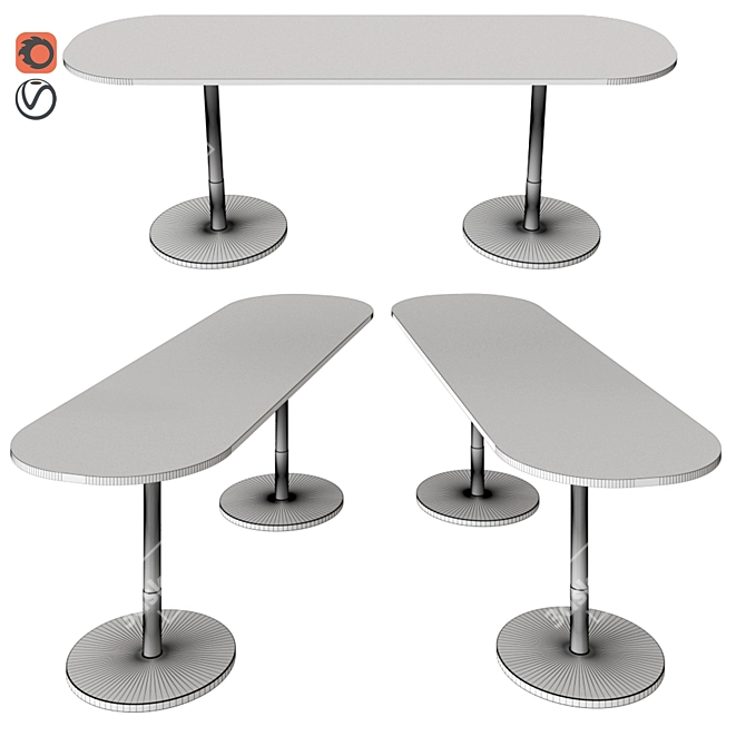 Elegant Oval Wood Stiletto Console 3D model image 2
