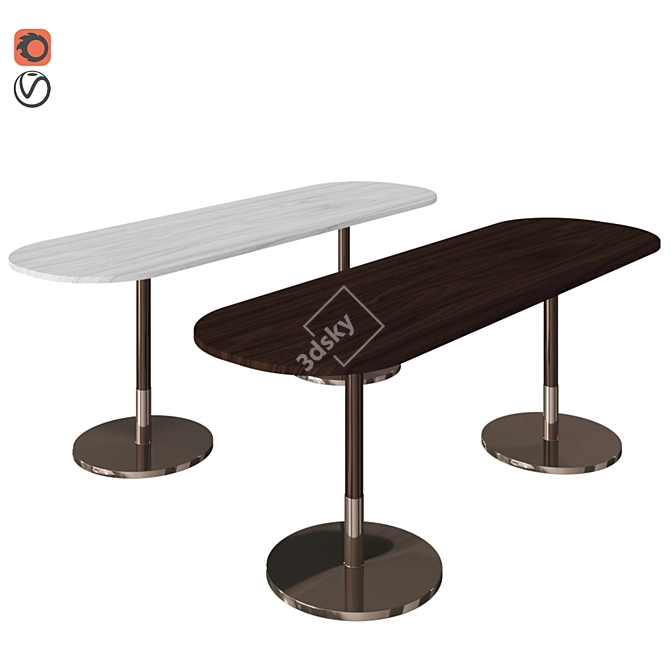 Elegant Oval Wood Stiletto Console 3D model image 5