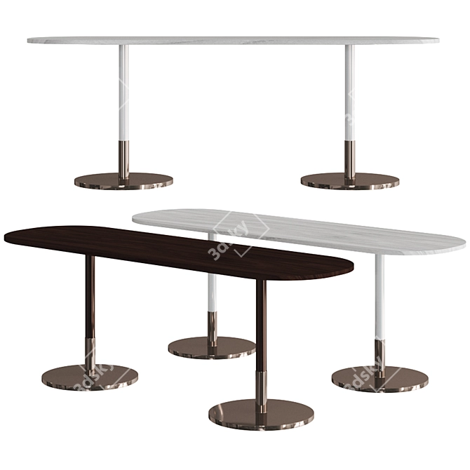 Elegant Oval Wood Stiletto Console 3D model image 6