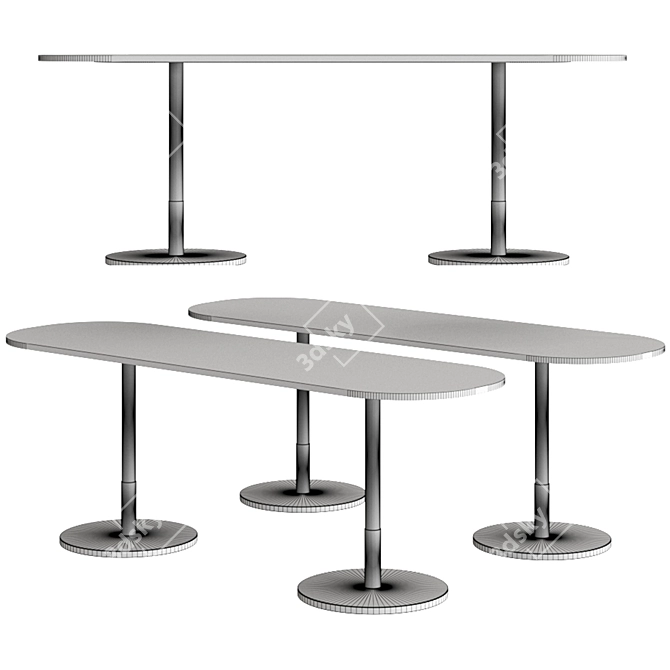 Elegant Oval Wood Stiletto Console 3D model image 7