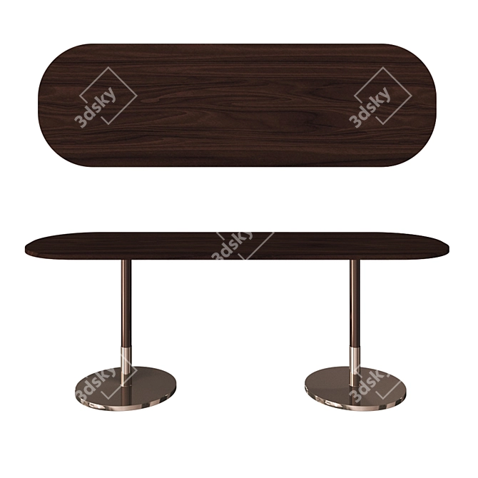 Elegant Oval Wood Stiletto Console 3D model image 8