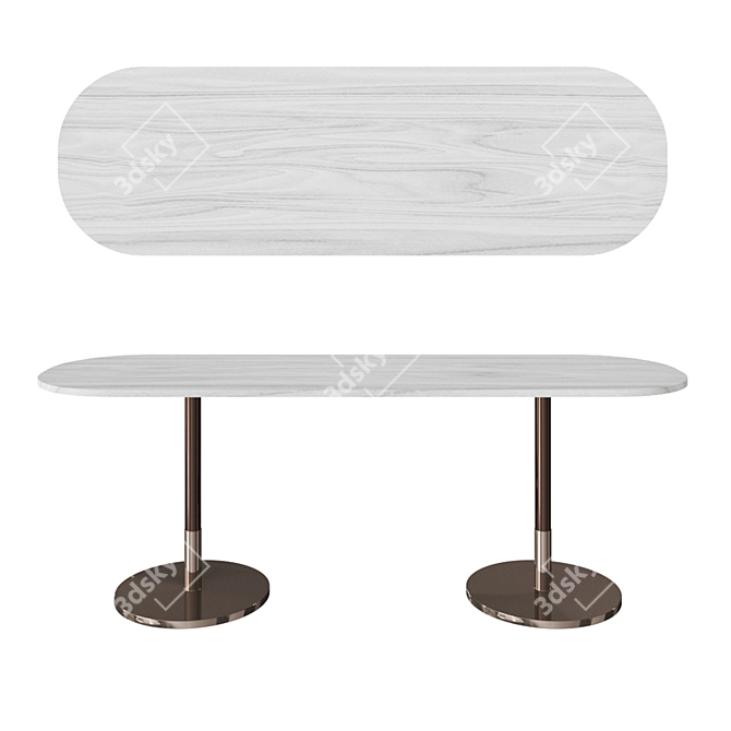 Elegant Oval Wood Stiletto Console 3D model image 9