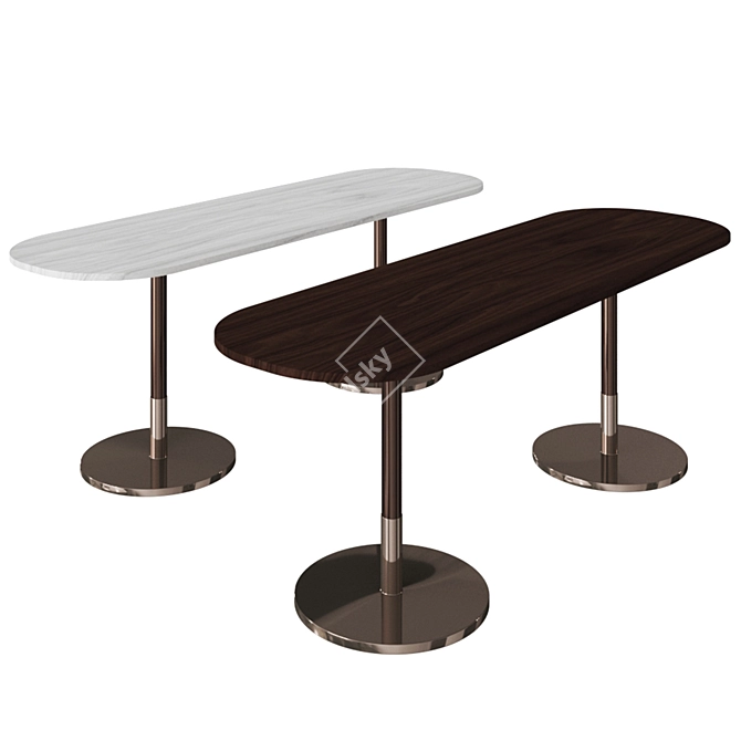Elegant Oval Wood Stiletto Console 3D model image 10