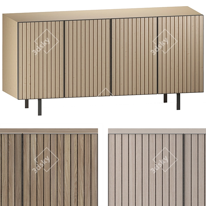 Sombre Steel White Oak Veneer Credenza 3D model image 3
