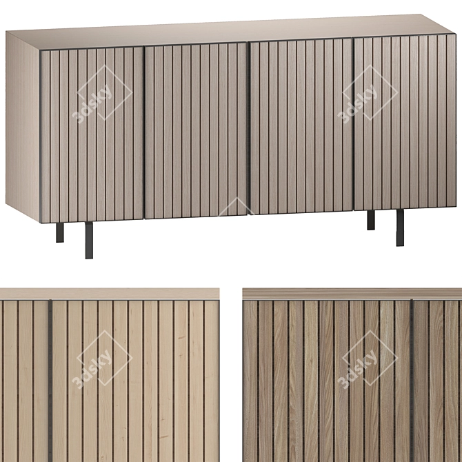 Sombre Steel White Oak Veneer Credenza 3D model image 4