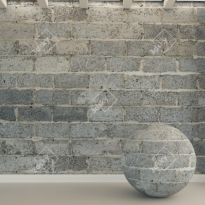 High-Resolution Concrete Wall Block 3D model image 1