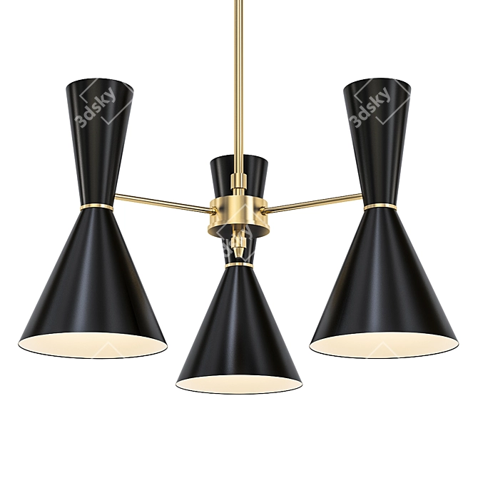 CAIRO 3-Arm Black Chandelier 3D model image 1