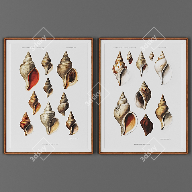 Wooden Frame Picture Set 3D model image 1