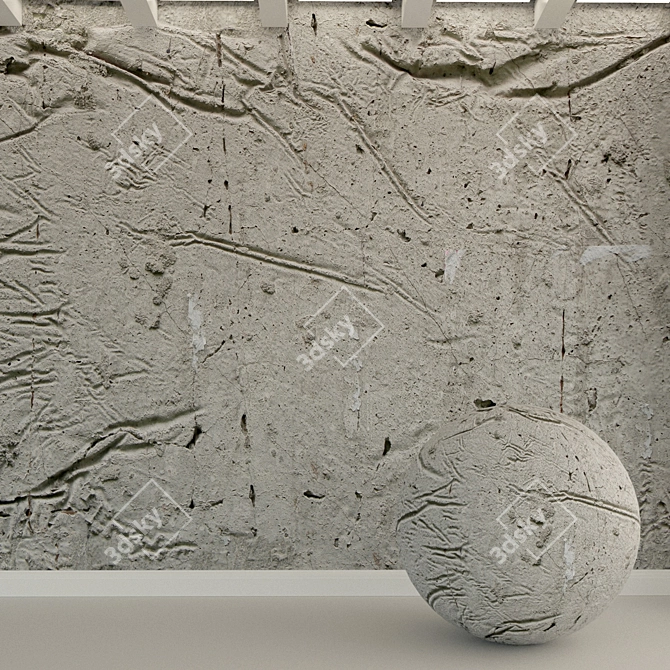 Aged Concrete Wall. Rustic Charm. 3D model image 1