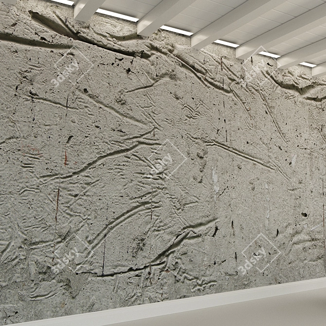 Aged Concrete Wall. Rustic Charm. 3D model image 2