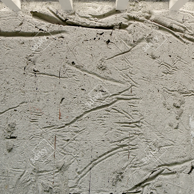 Aged Concrete Wall. Rustic Charm. 3D model image 3