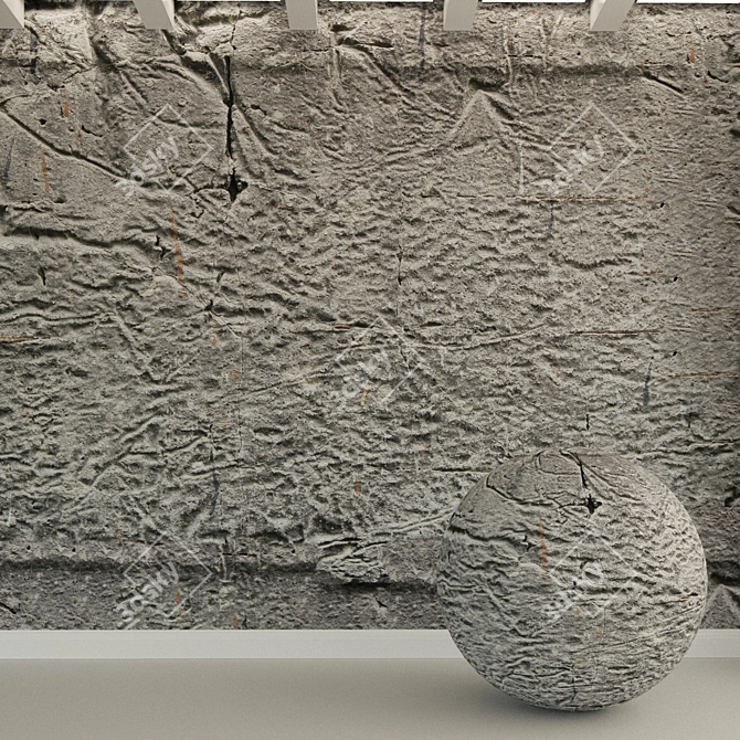 Vintage Concrete Wall Texture 3D model image 1