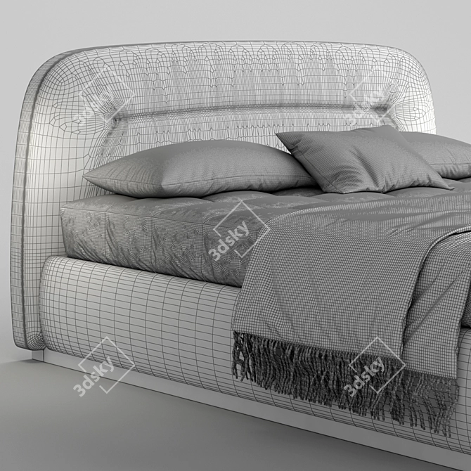 Sophie Fabric Storage Bed: Stylish and Functional 3D model image 3