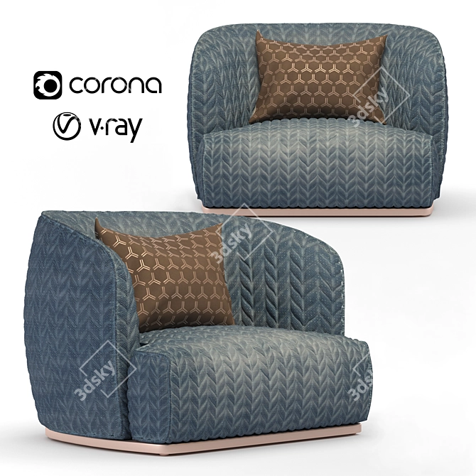 Contemporary Redondo Armchair: Stylish High Poly Design 3D model image 1