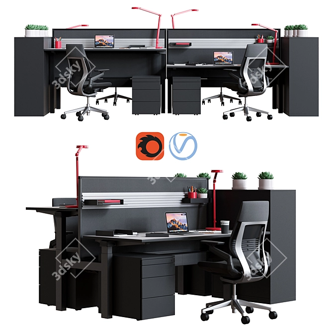 Steelcase Ology Bench - Efficient Office Workstation 3D model image 1