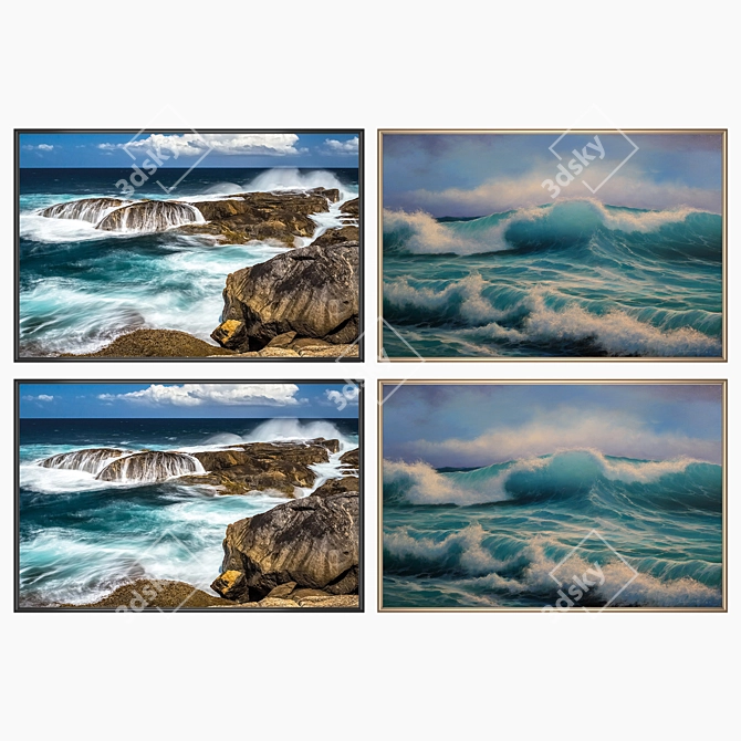 Elegant Wall Art Set with Multiple Frames 3D model image 2