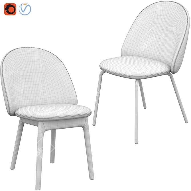 Ergonomic Shell Design Chair 3D model image 4