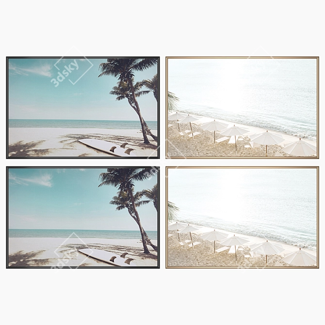 Modern Wall Art Set with 2 Paintings 3D model image 2