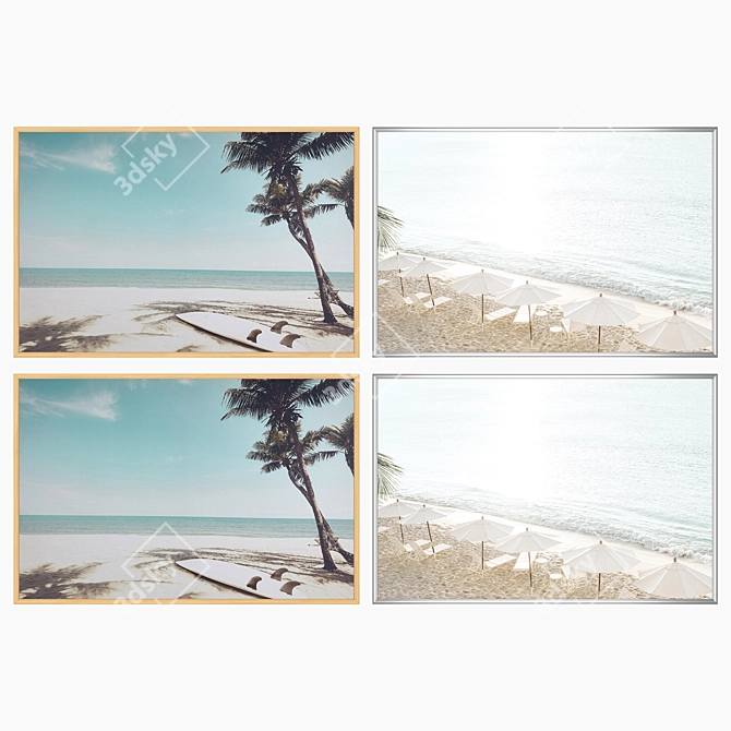 Modern Wall Art Set with 2 Paintings 3D model image 3
