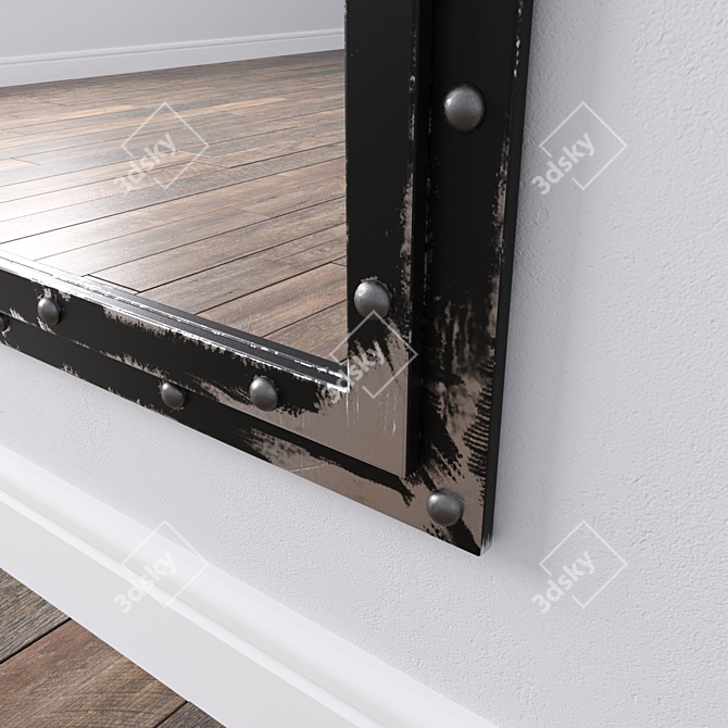 Industrial Metal Frame Loft Mirror 3D model image 8