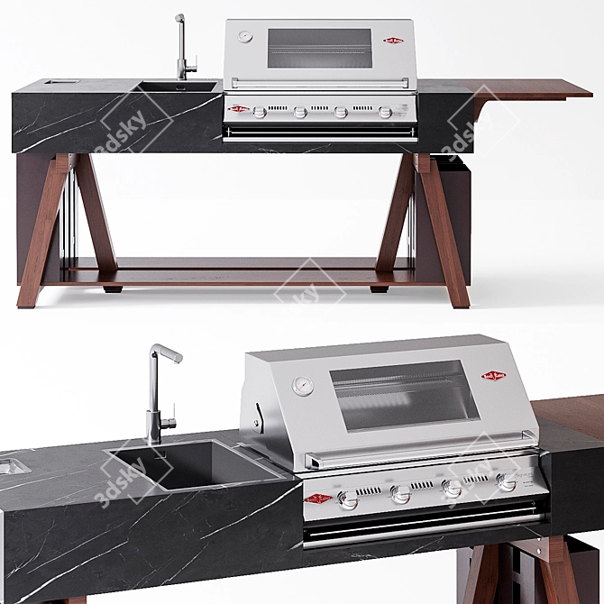 OCQ BBQube Outdoor Kitchen: The Ultimate Grilling Experience 3D model image 1
