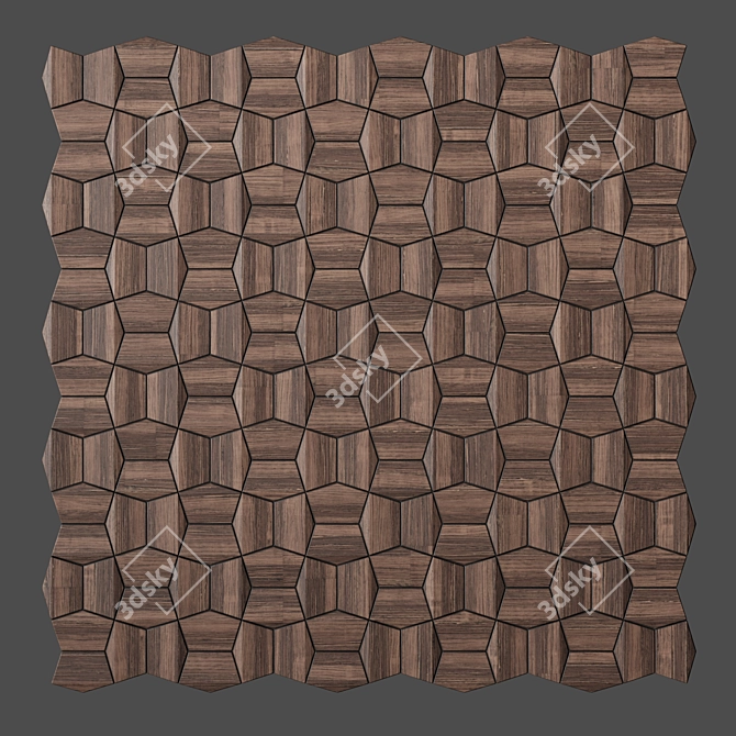 Modular Wooden 3D Cladding 3D model image 1