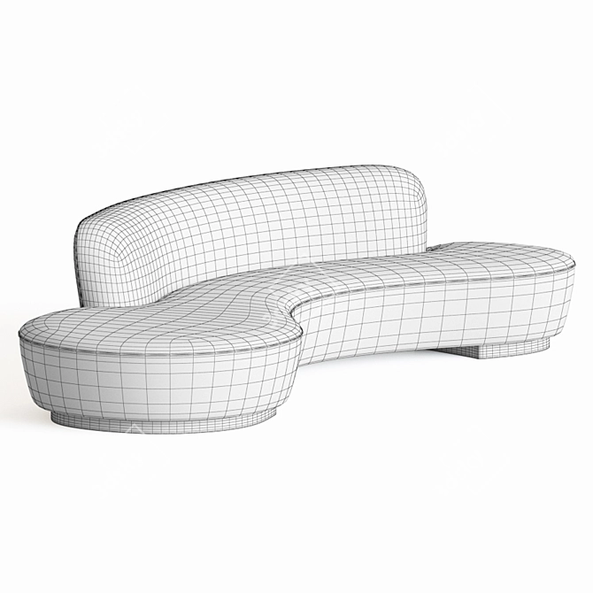 Elegant Serpentine Sofa by Vladimir Kagan 3D model image 4