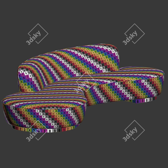 Elegant Serpentine Sofa by Vladimir Kagan 3D model image 5