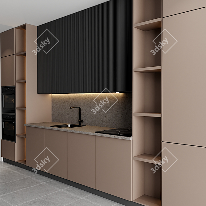 Modern Modular Kitchen Design 3D model image 2