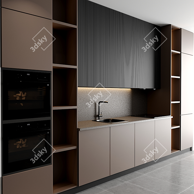 Modern Modular Kitchen Design 3D model image 3