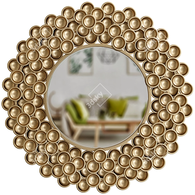 Radiant Gold Sunburst Mirror 3D model image 1