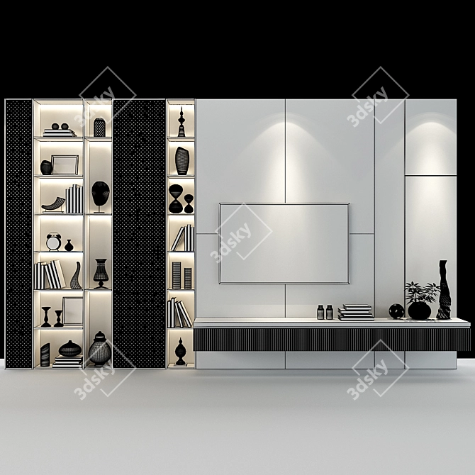 Stylish TV Shelf 091 3D model image 2