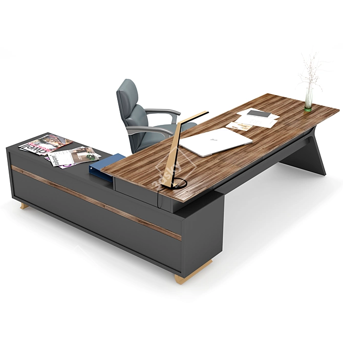 Modern Office Table Set 3D model image 1