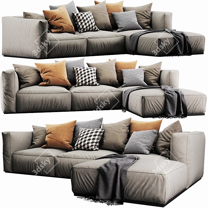 Poliform Shangai Chaise Lounge: Elegant and Versatile Seating 3D model image 2