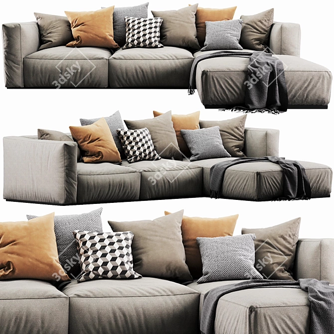 Poliform Shangai Chaise Lounge: Elegant and Versatile Seating 3D model image 3