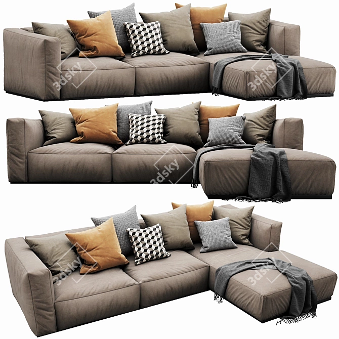 Poliform Shangai Chaise Lounge: Elegant and Versatile Seating 3D model image 6