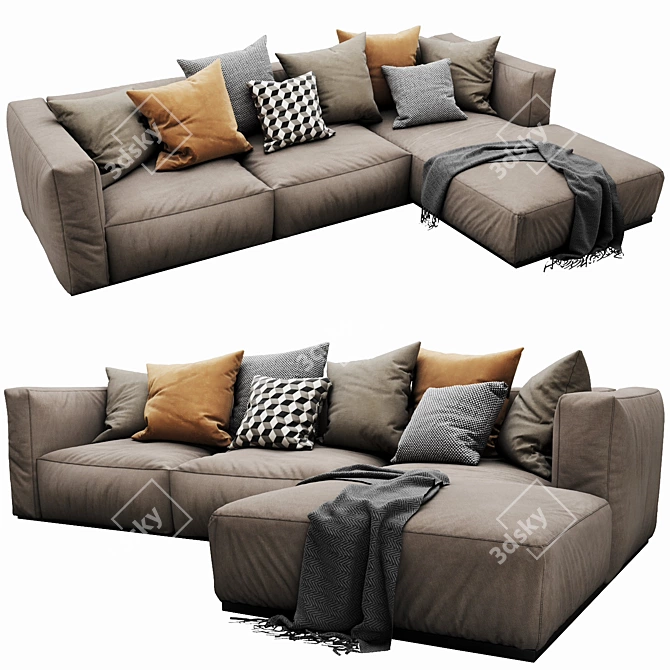 Poliform Shangai Chaise Lounge: Elegant and Versatile Seating 3D model image 7