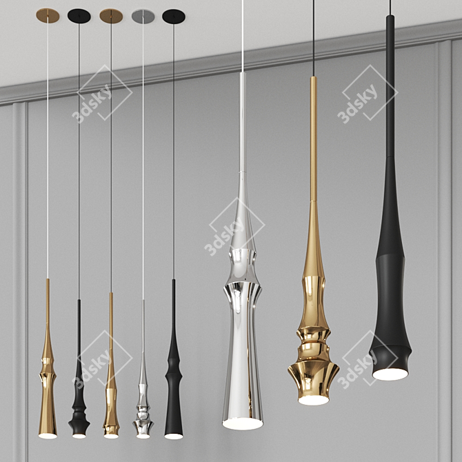 Elegant Slend Pendant Lamp by Bover 3D model image 1
