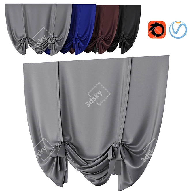 CozyHome Roman Curtains - Thermal Insulated Tie Up 3D model image 1