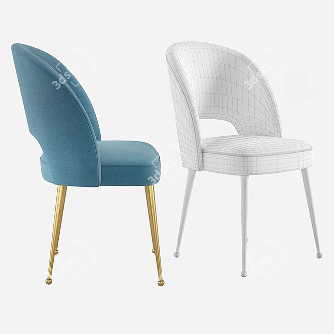 Sleek Swell Upholstered Dining Chair 3D model image 5