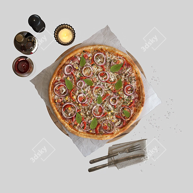 Delicious Pairing: Pizza & Wine 3D model image 4