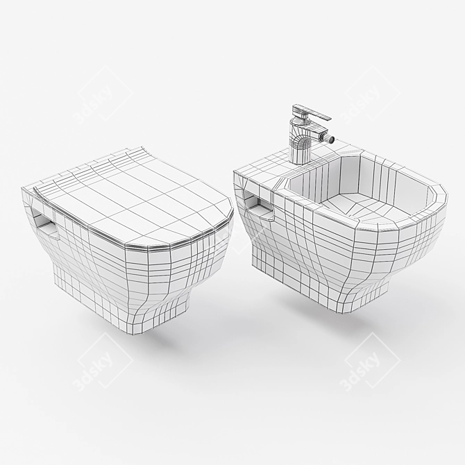 Delafon Struktura Toilet & Bidet 3D model image 2