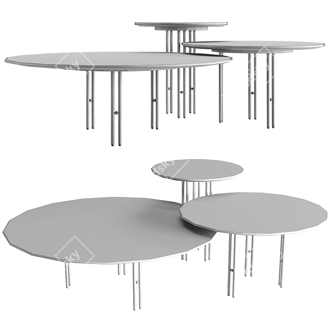 GUBI IOI Marble Coffee Table Set 3D model image 3