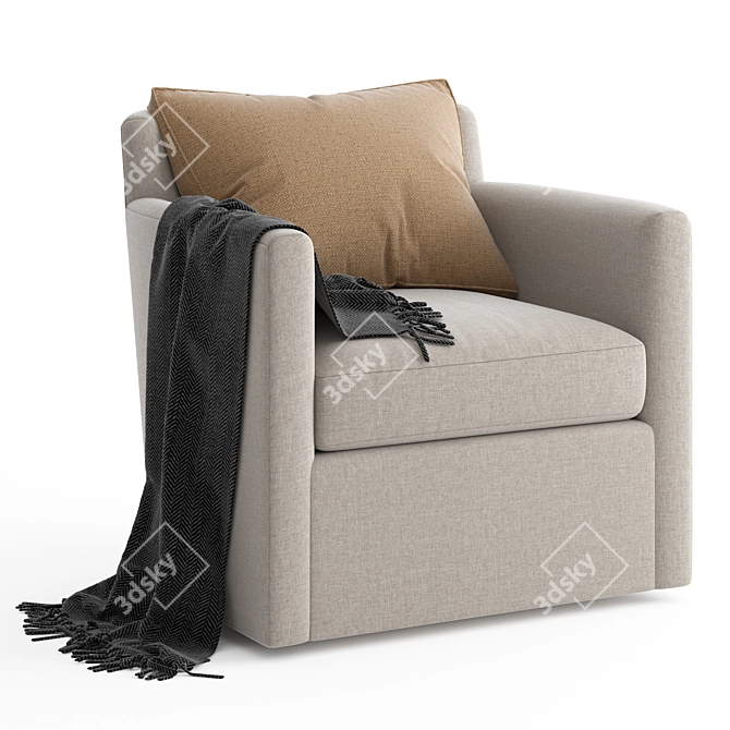 Modern Swivel Barrelback Armchair 3D model image 1
