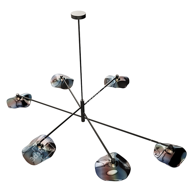 Elegant Smoke Glass Chandelier 3D model image 4