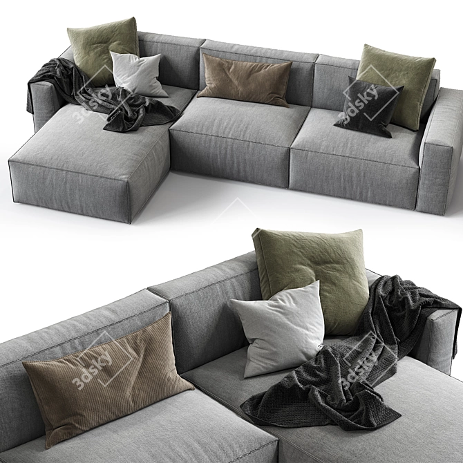 Elise Stretch Leather Sofa - Modern Comfort in Your Living Room 3D model image 3