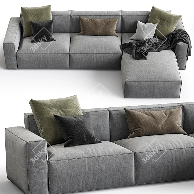 Elise Stretch Leather Sofa - Modern Comfort in Your Living Room 3D model image 5