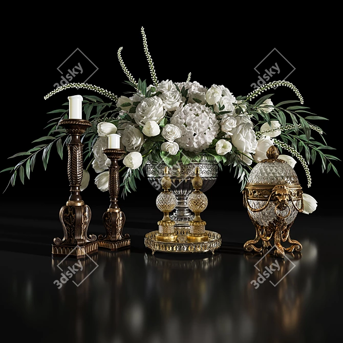 Antique Elegance: 28-Piece Decoration Set 3D model image 1