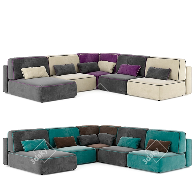 Modern Sectional Sofa Moon 3D model image 1